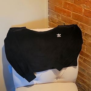 Adidas black and cream cropped sweatshirt. Small/Med